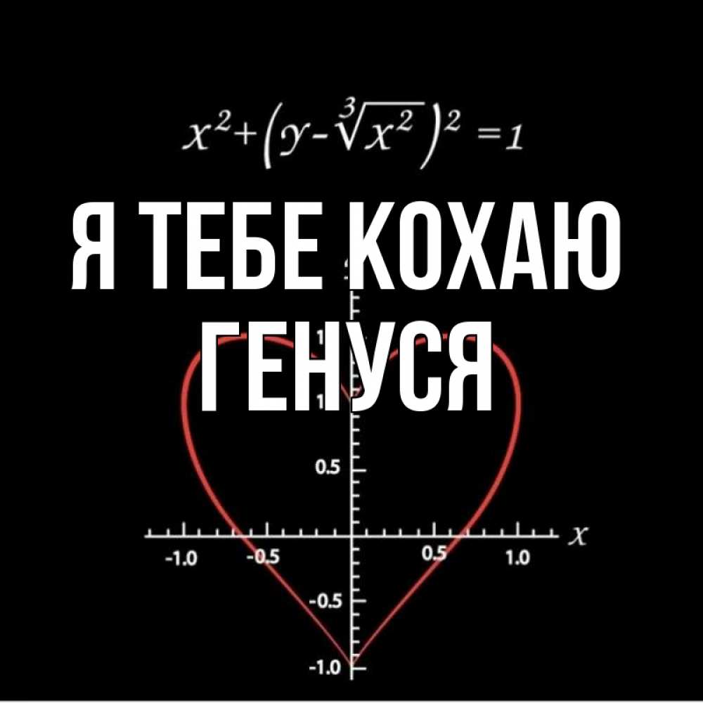 Открытка на каждый день з підписом, Генуся Я тебе кохаю сердечная формула Прикольна листівка з побажанням онлайн скачати безкоштовно 