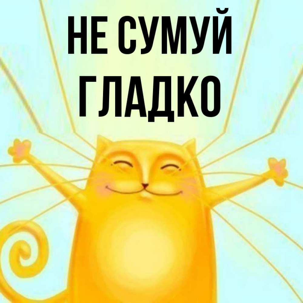 Открытка на каждый день з підписом, Гладко Не сумуй обнимашки усатые Прикольна листівка з побажанням онлайн скачати безкоштовно 