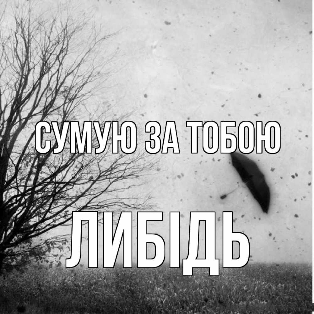 Открытка на каждый день з підписом, Либідь Сумую за тобою зонт летит Прикольна листівка з побажанням онлайн скачати безкоштовно 
