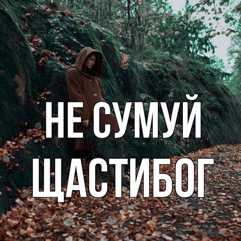 Открытка на каждый день з підписом, Щастибог Не сумуй осенний лес Прикольна листівка з побажанням онлайн скачати безкоштовно 