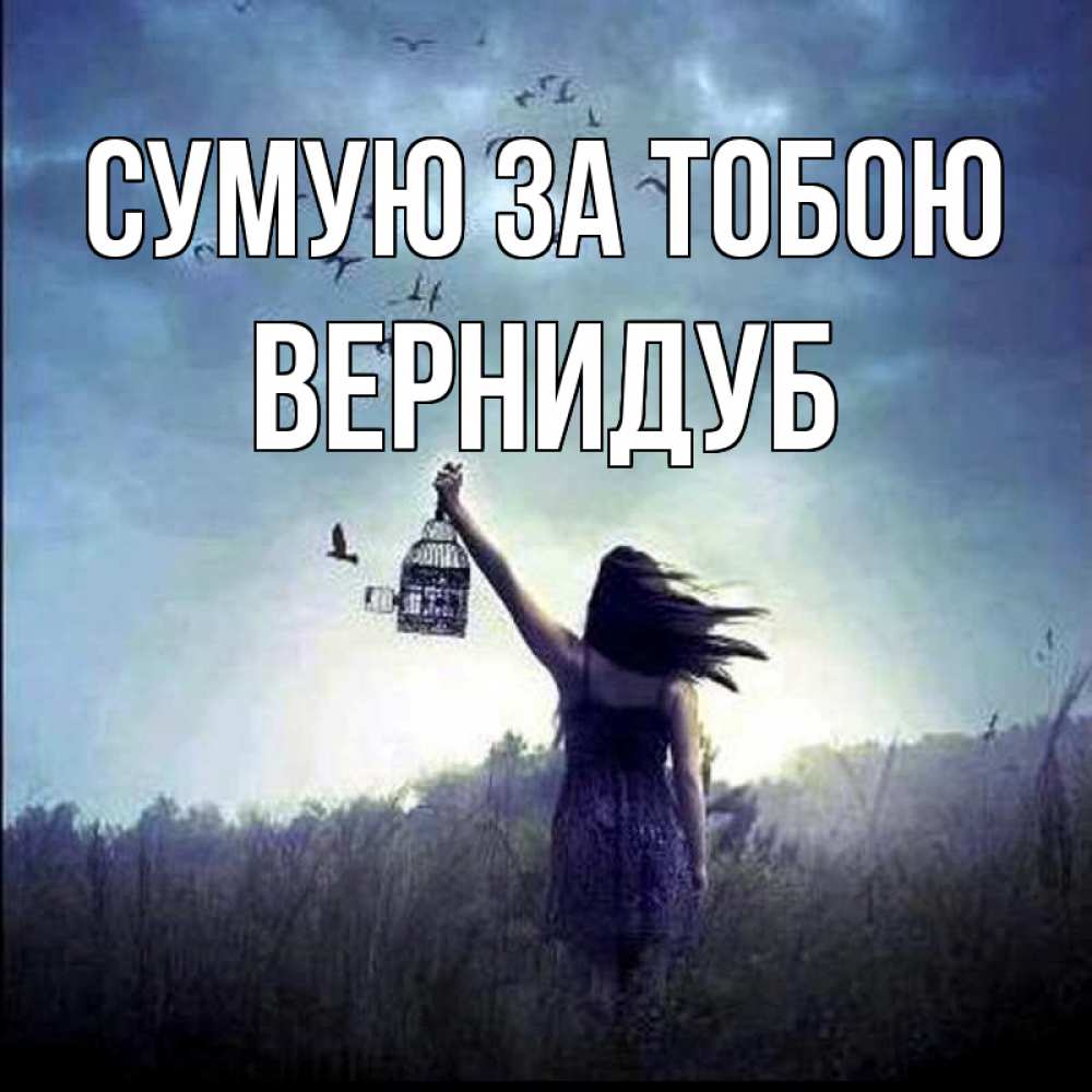 Открытка на каждый день з підписом, Вернидуб Сумую за тобою приходи ко мне Прикольна листівка з побажанням онлайн скачати безкоштовно 