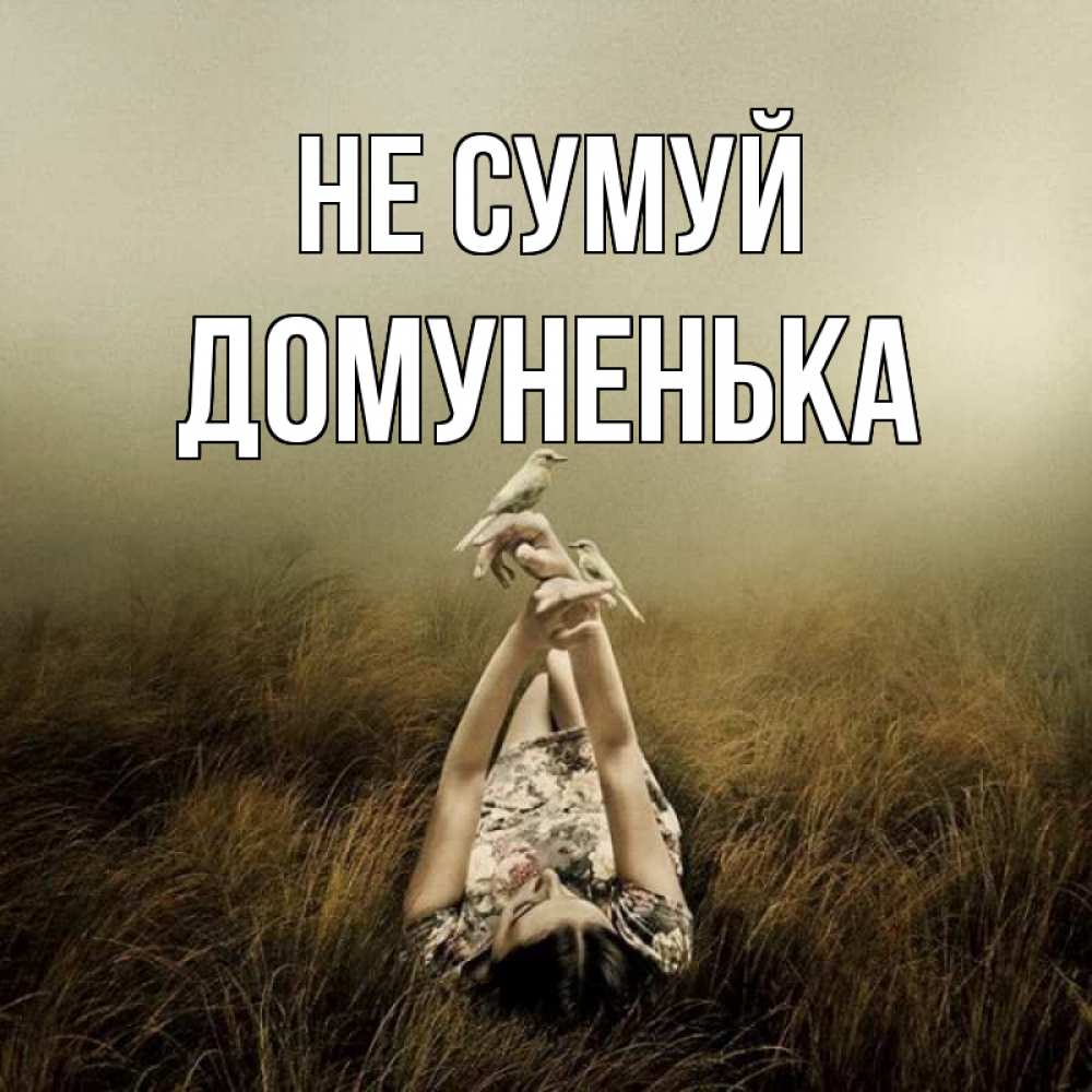 Открытка на каждый день з підписом, Домуненька Не сумуй поле и туман Прикольна листівка з побажанням онлайн скачати безкоштовно 
