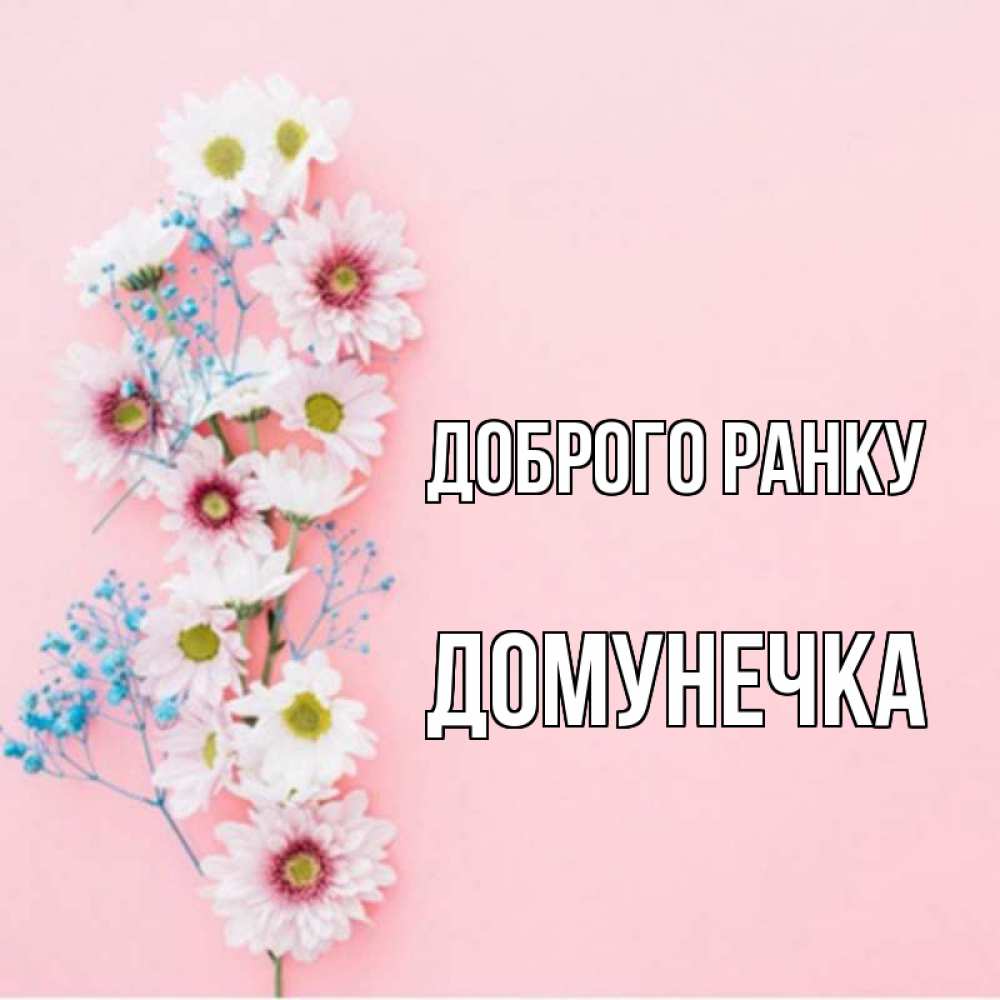 Открытка на каждый день з підписом, Домунечка Доброго ранку цветы с подписью Прикольна листівка з побажанням онлайн скачати безкоштовно 