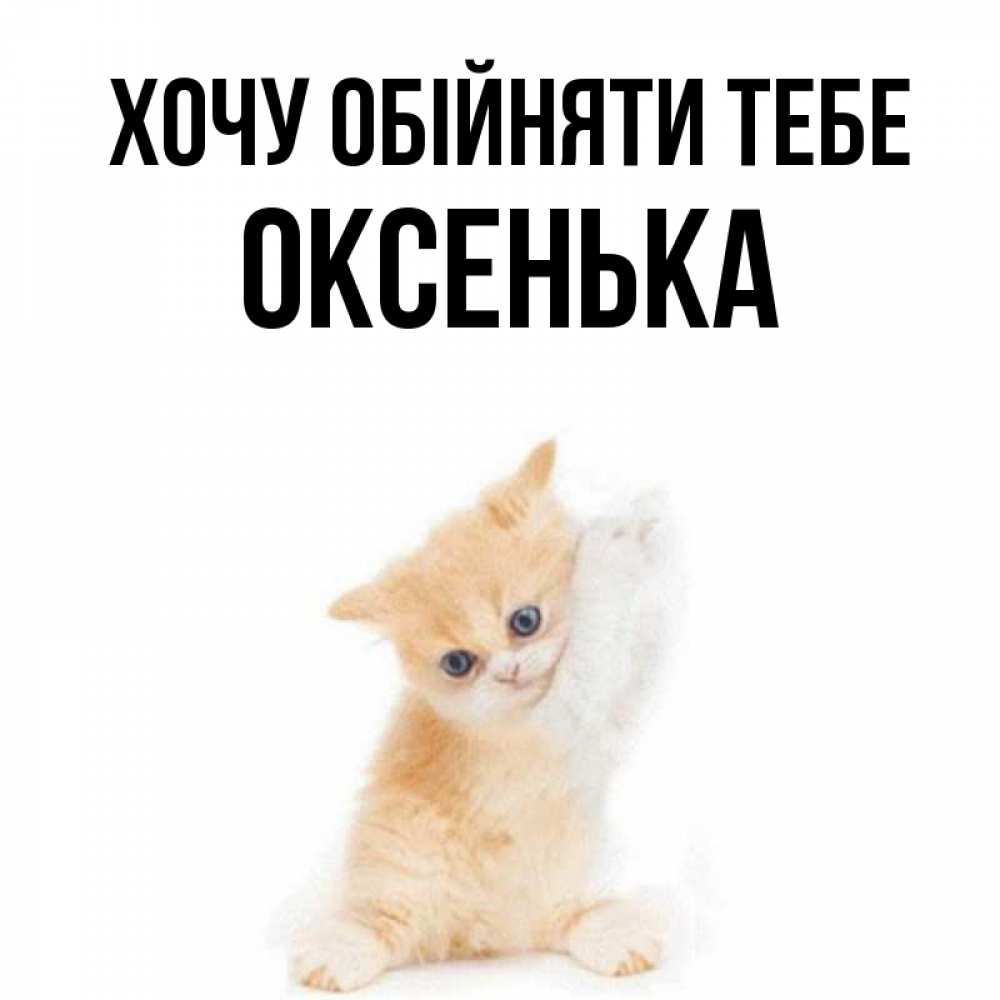 Открытка на каждый день з підписом, Оксенька Хочу обійняти тебе я хочу очень скорее обнимаешек Прикольна листівка з побажанням онлайн скачати безкоштовно 