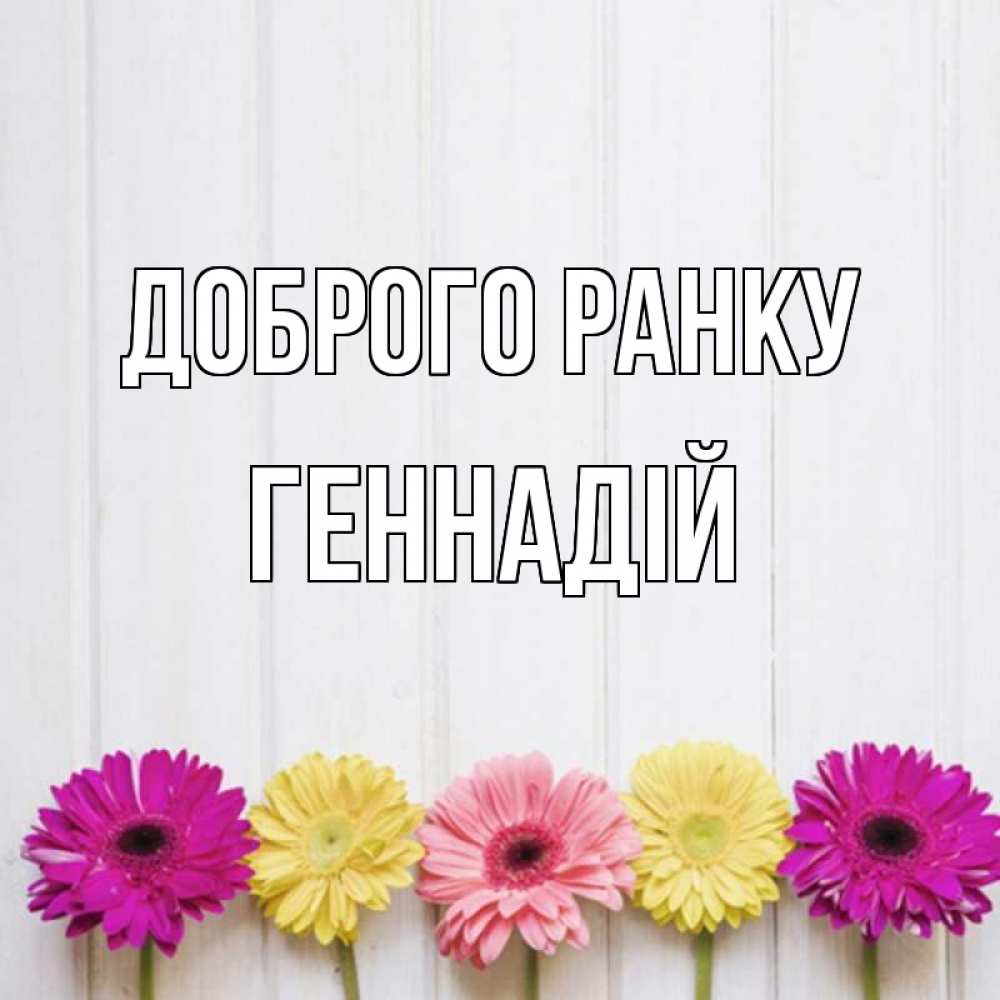 Открытка на каждый день з підписом, Геннадій Доброго ранку красный желтый и розовый цветок Прикольна листівка з побажанням онлайн скачати безкоштовно 