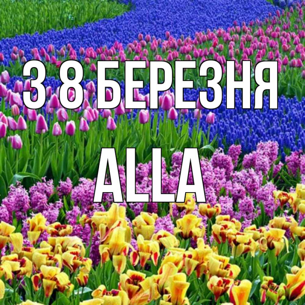 Открытка на каждый день з підписом, Alla З 8 БЕРЕЗНЯ цветы Прикольна листівка з побажанням онлайн скачати безкоштовно 
