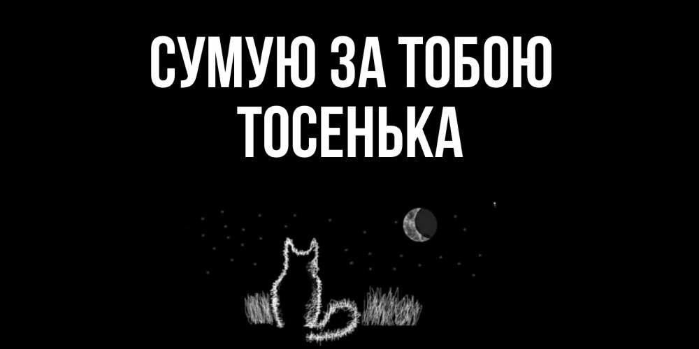Открытка на каждый день з підписом, Тосенька Сумую за тобою кот Прикольна листівка з побажанням онлайн скачати безкоштовно 