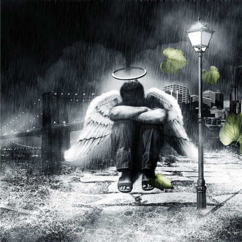 Открытка ангел у Бруклинского моста  фонарь и Бруклин  Не сумуй 