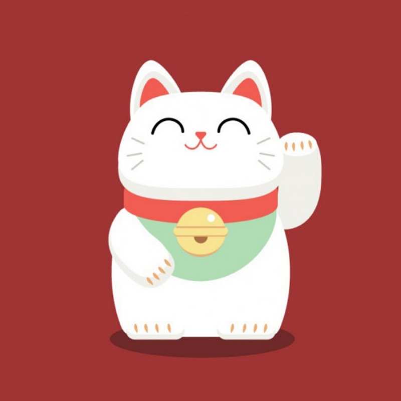 Открытка японский кот  игрушка  Бажаю тобі успіху 