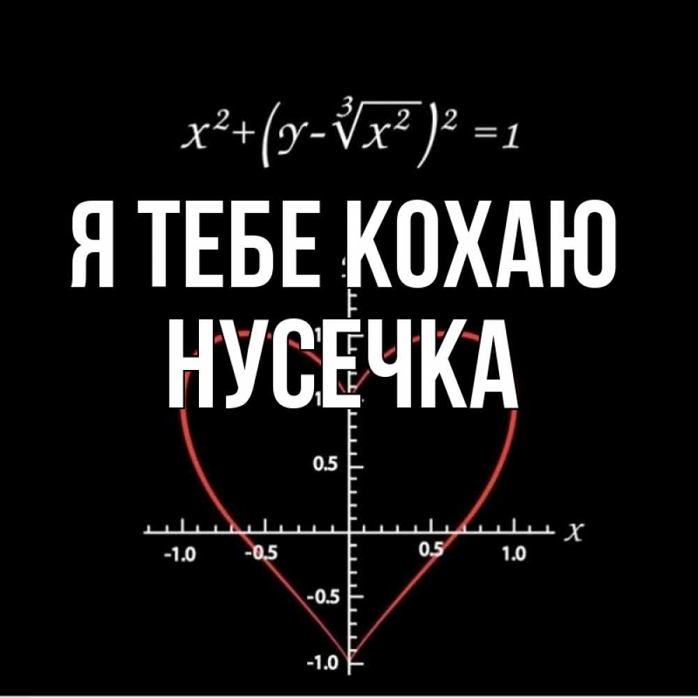Открытка на каждый день з підписом, Нусечка Я тебе кохаю сердечная формула Прикольна листівка з побажанням онлайн скачати безкоштовно 
