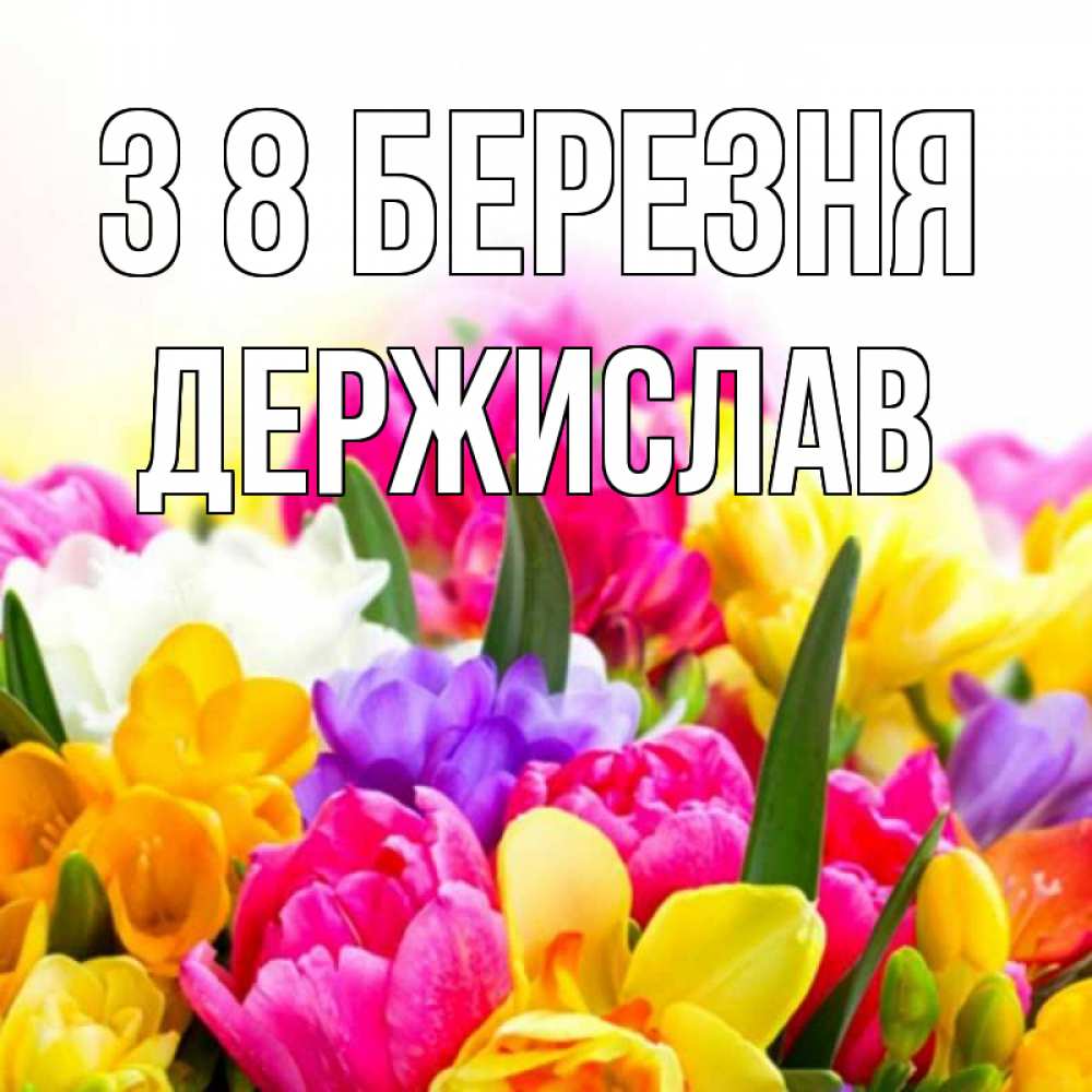 Открытка на каждый день з підписом, Держислав З 8 БЕРЕЗНЯ тюльпаны Прикольна листівка з побажанням онлайн скачати безкоштовно 
