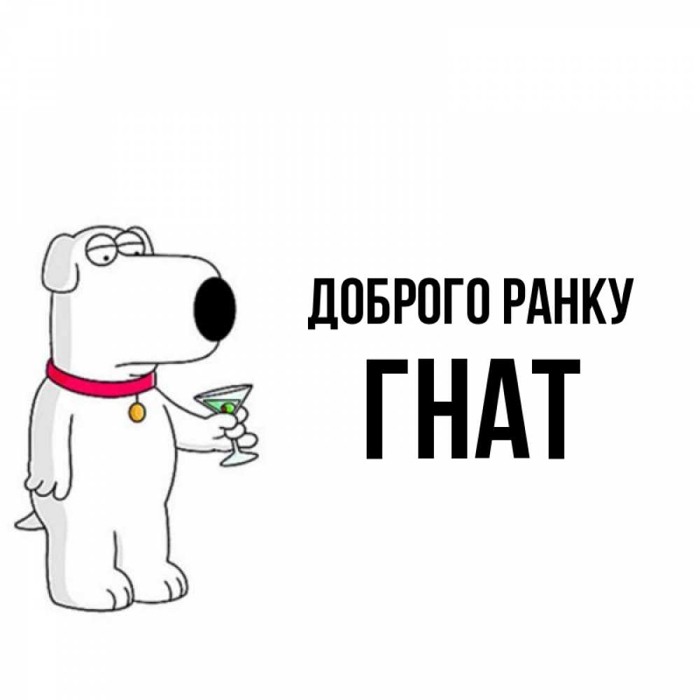Открытка на каждый день з підписом, Гнат Доброго ранку герои мультфильмов белый пес Прикольна листівка з побажанням онлайн скачати безкоштовно 