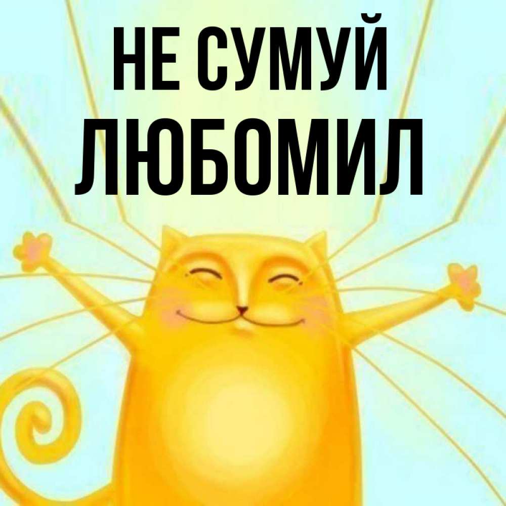 Открытка на каждый день з підписом, Любомил Не сумуй обнимашки усатые Прикольна листівка з побажанням онлайн скачати безкоштовно 