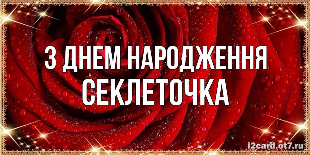 Открытка на каждый день з підписом, Секлеточка З Днем народження роса на розе блестящая в лучах солнца Прикольна листівка з побажанням онлайн скачати безкоштовно 