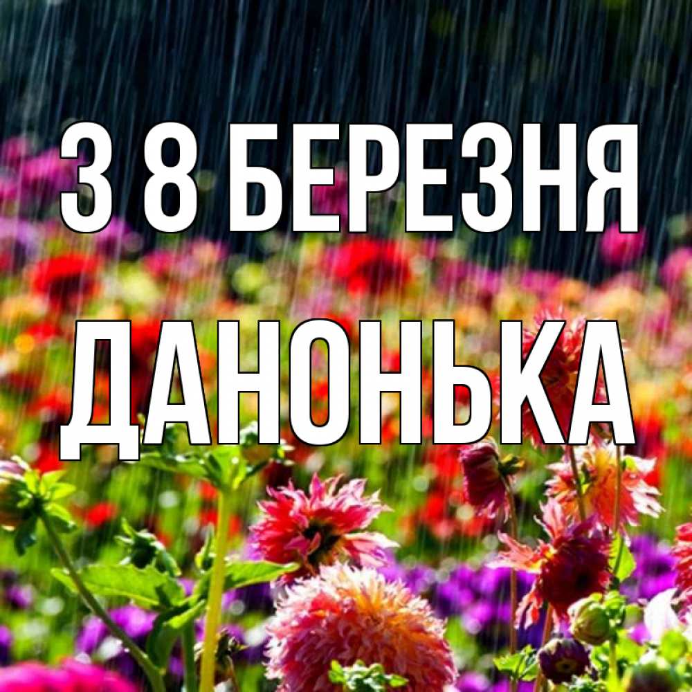 Открытка на каждый день з підписом, Данонька З 8 БЕРЕЗНЯ цветы под дождиком к международному женскому дню Прикольна листівка з побажанням онлайн скачати безкоштовно 