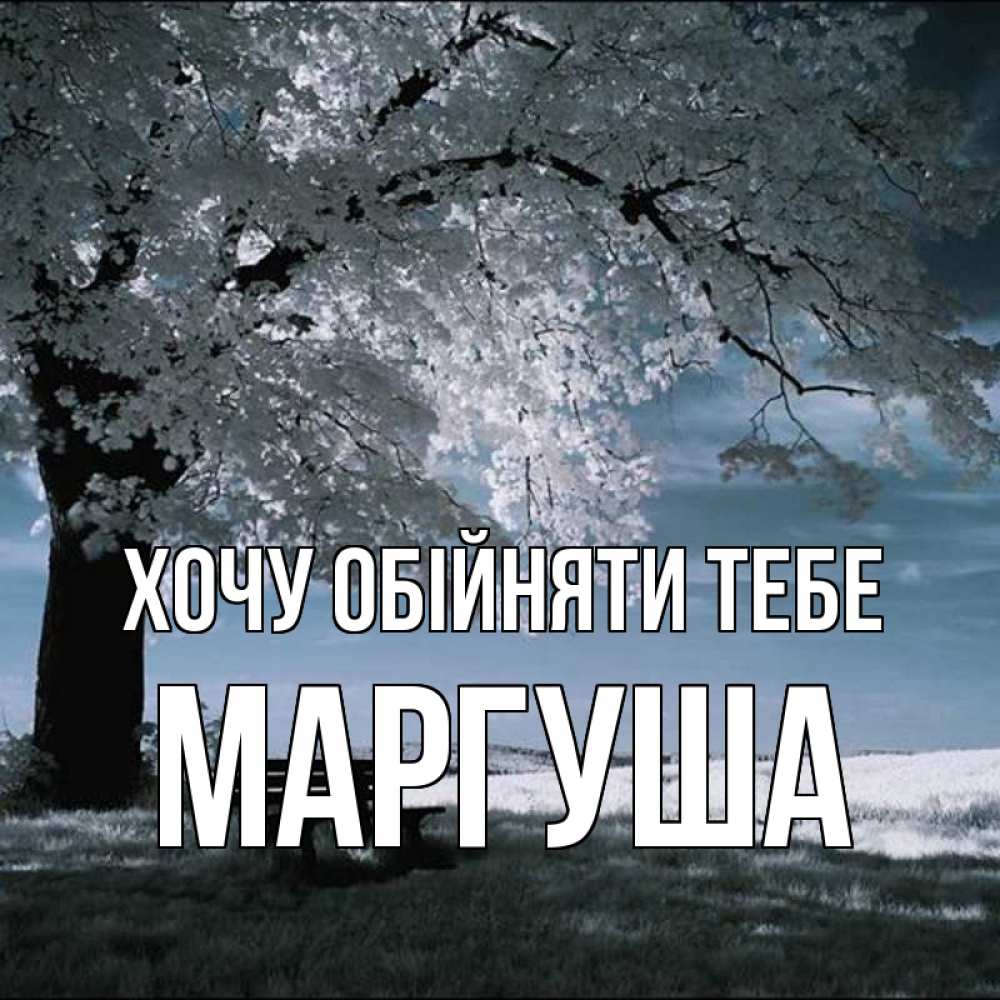 Открытка на каждый день з підписом, Маргуша Хочу обійняти тебе дерево Прикольна листівка з побажанням онлайн скачати безкоштовно 