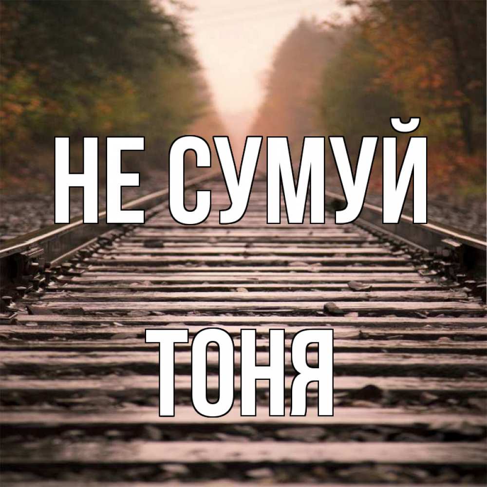Открытка на каждый день з підписом, Тоня Не сумуй лес и железная дорога Прикольна листівка з побажанням онлайн скачати безкоштовно 