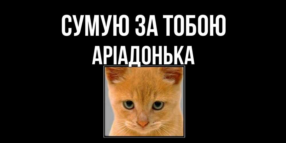 Открытка на каждый день з підписом, Аріадонька Сумую за тобою открытки рыжий котенок скучает по тебе Прикольна листівка з побажанням онлайн скачати безкоштовно 