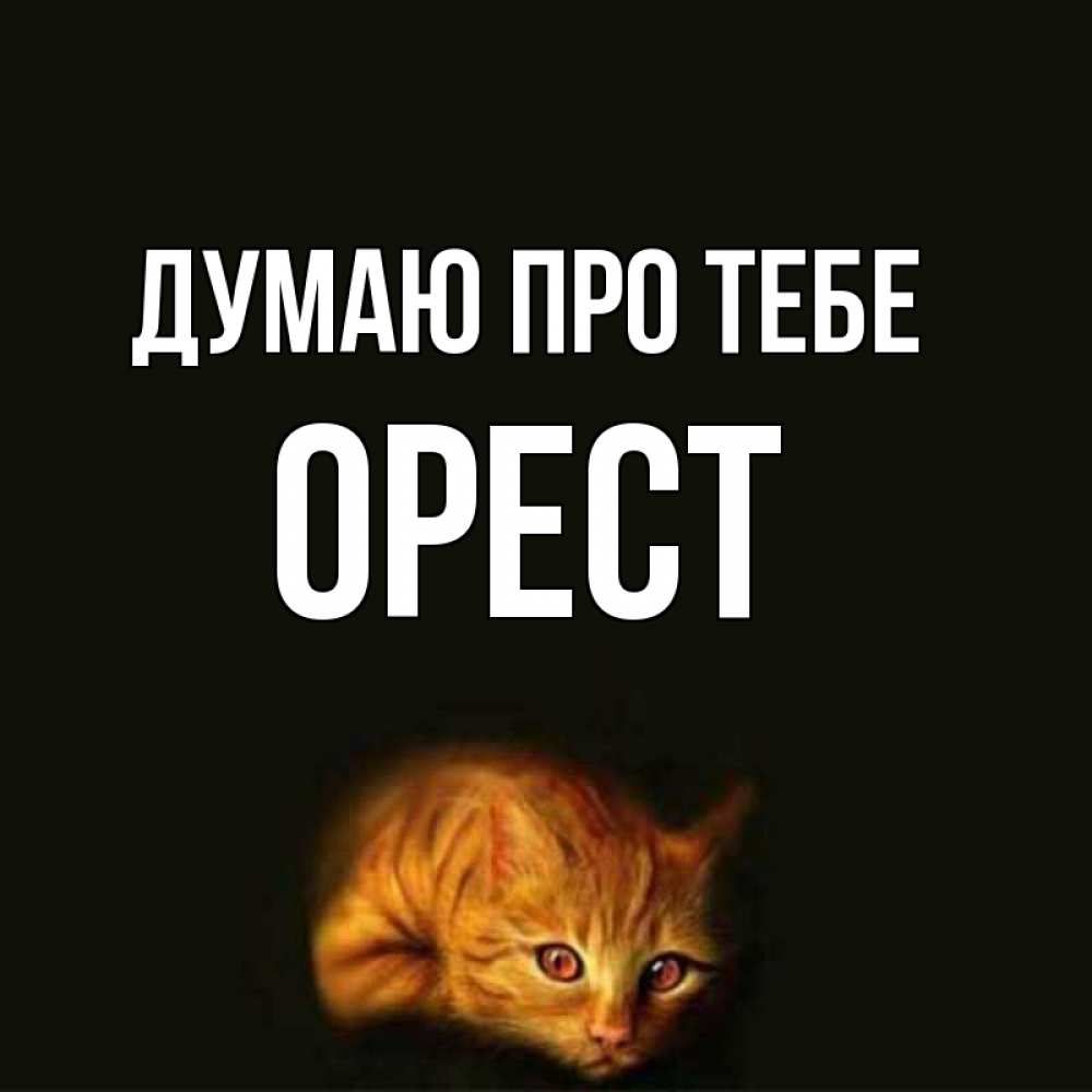 Открытка на каждый день з підписом, Орест Думаю про тебе рыжий Прикольна листівка з побажанням онлайн скачати безкоштовно 