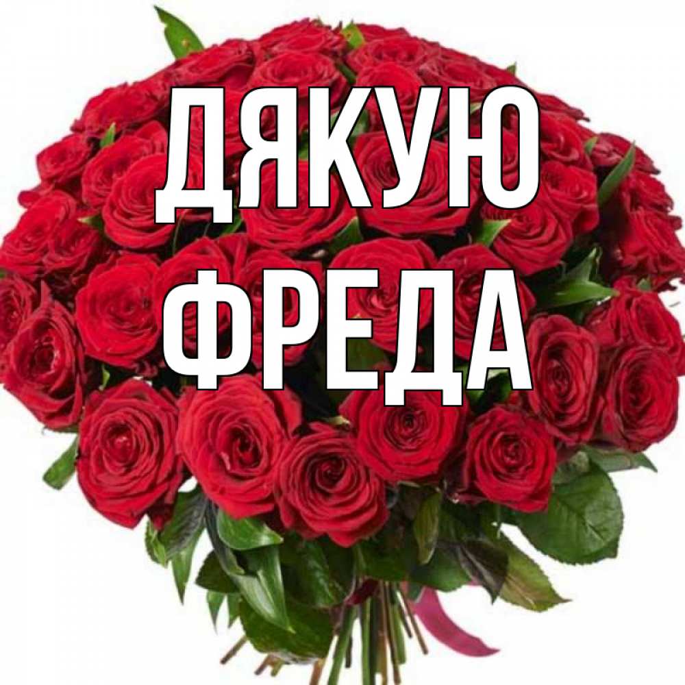 Открытка на каждый день з підписом, Фреда Дякую букет красных роз Прикольна листівка з побажанням онлайн скачати безкоштовно 