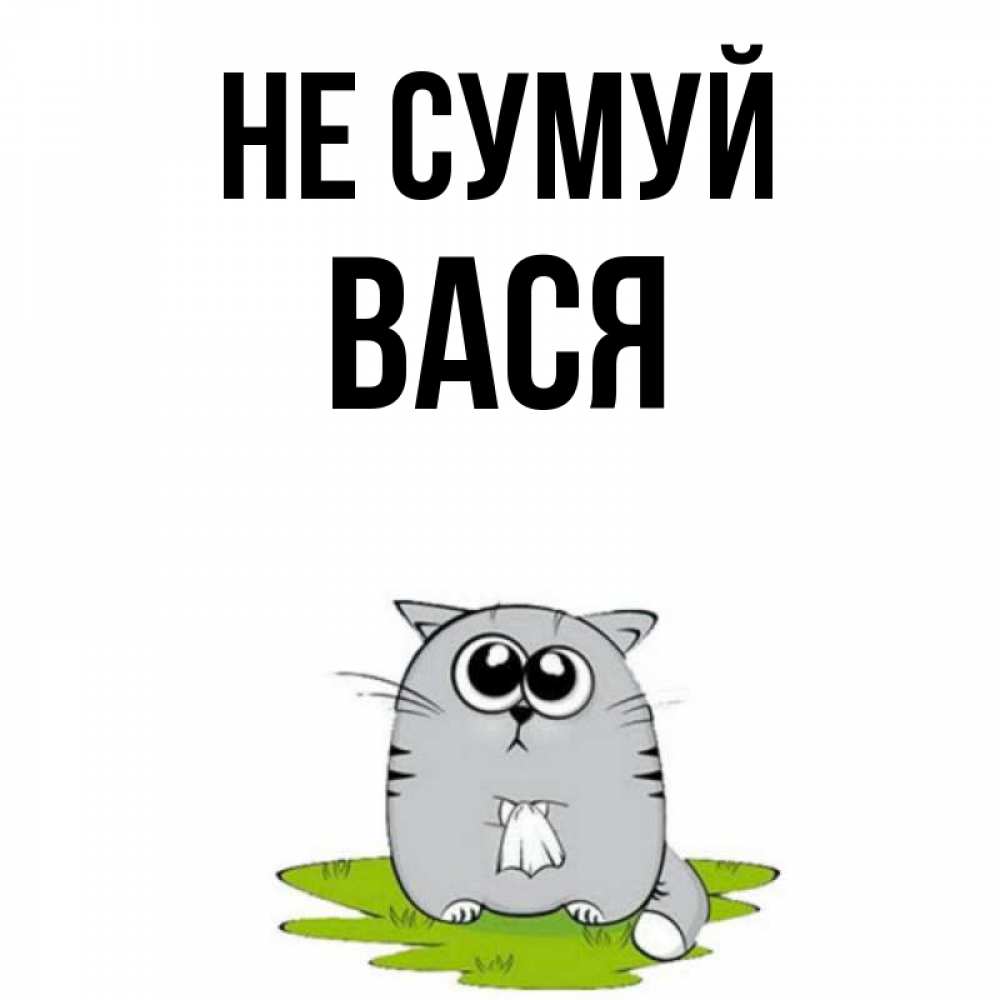 Открытка на каждый день з підписом, Вася Не сумуй грустный котяра Прикольна листівка з побажанням онлайн скачати безкоштовно 