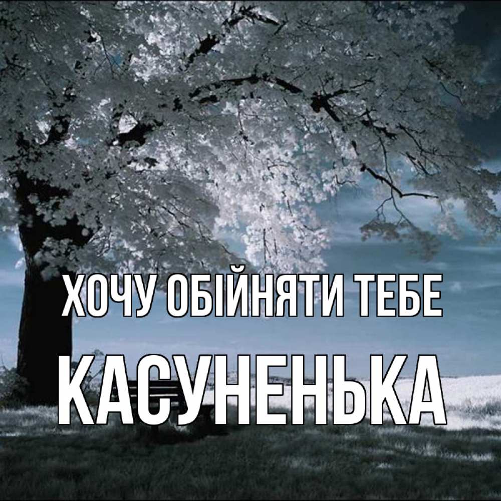 Открытка на каждый день з підписом, Касуненька Хочу обійняти тебе дерево Прикольна листівка з побажанням онлайн скачати безкоштовно 