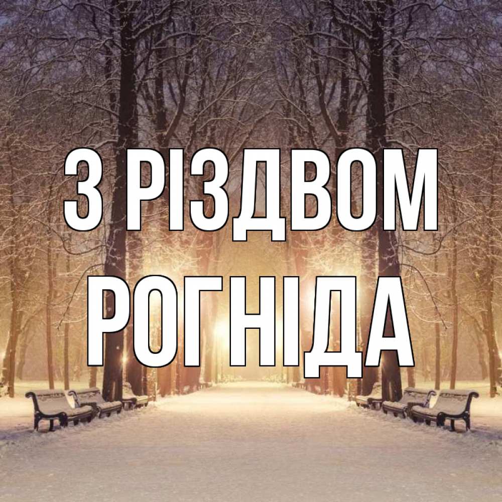 Открытка на каждый день з підписом, Рогніда З Різдвом зима, парк, фонарь, лес Прикольна листівка з побажанням онлайн скачати безкоштовно 