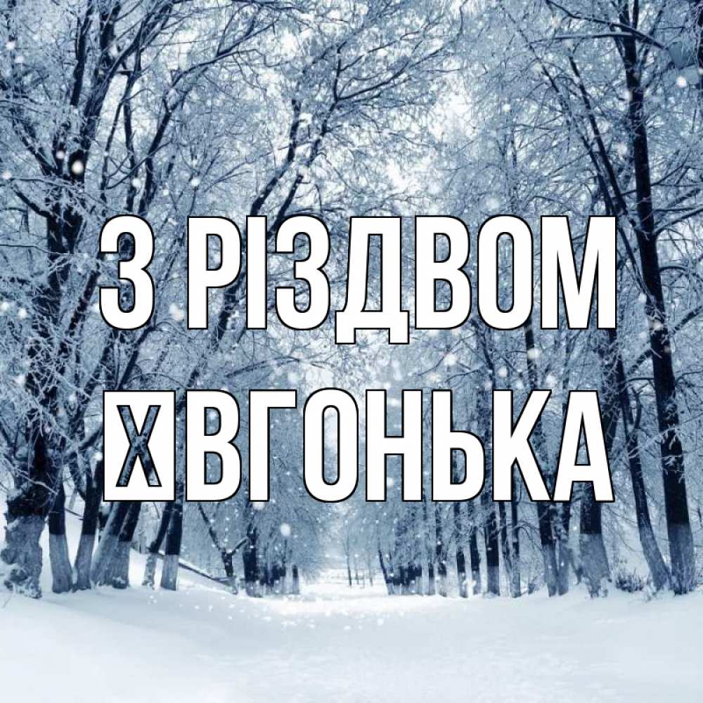 Открытка на каждый день з підписом, Ївгонька З Різдвом снег, лес, парк Прикольна листівка з побажанням онлайн скачати безкоштовно 