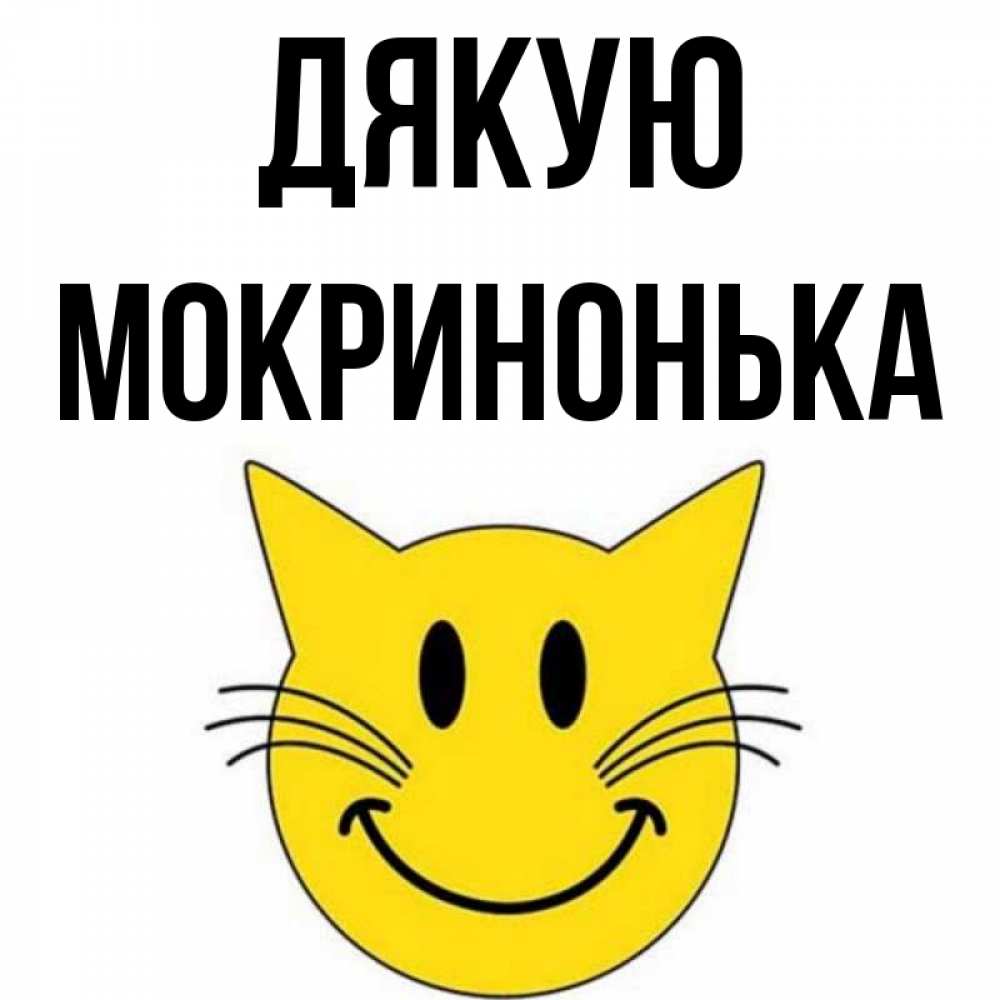 Открытка на каждый день з підписом, Мокринонька Дякую улыбающийся смайл кот Прикольна листівка з побажанням онлайн скачати безкоштовно 