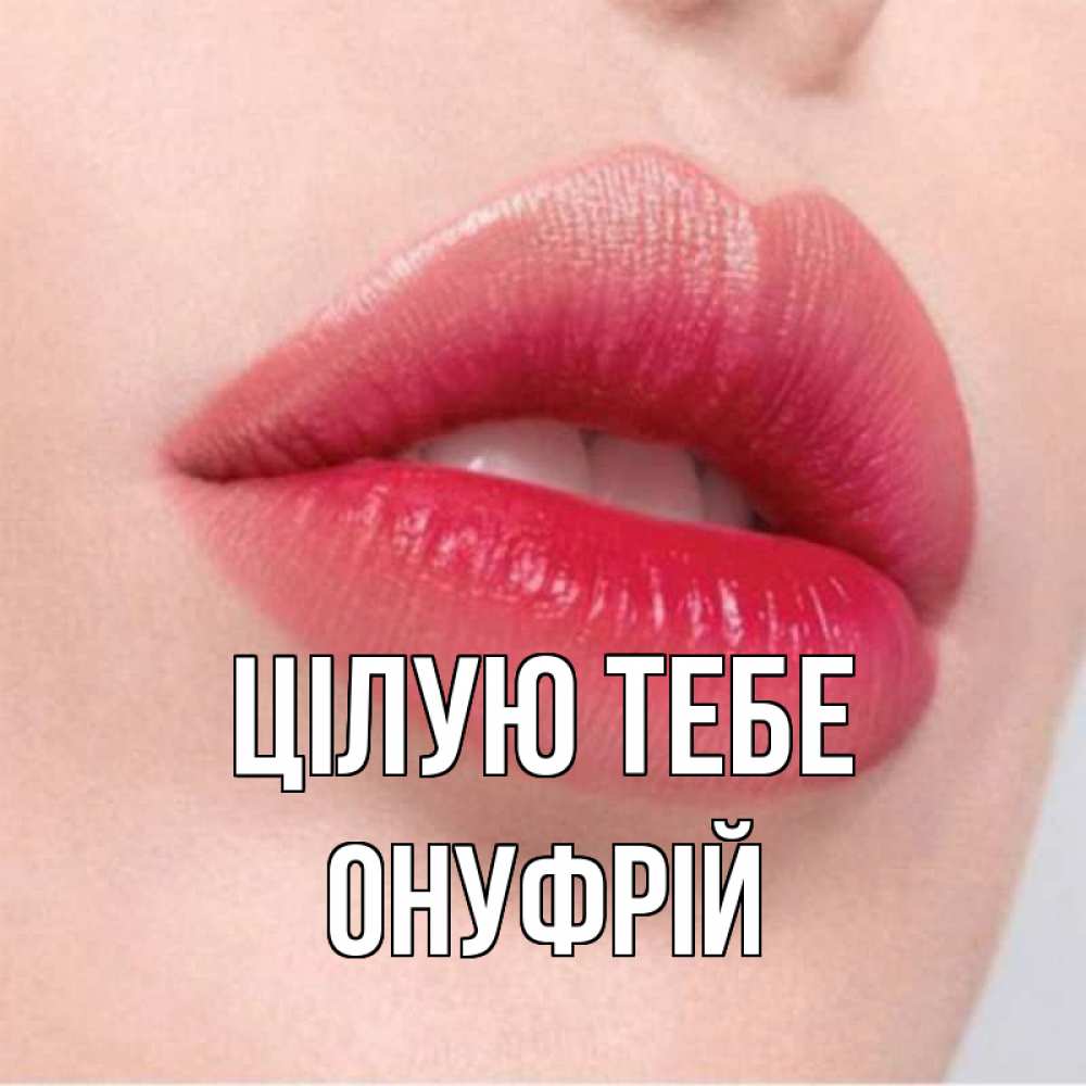 Открытка на каждый день з підписом, Онуфрій Цілую тебе губы зубки и нежная кожа Прикольна листівка з побажанням онлайн скачати безкоштовно 