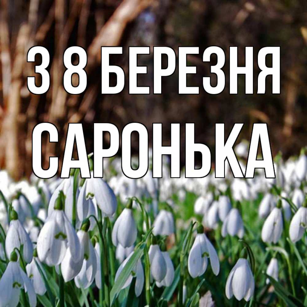 Открытка на каждый день з підписом, Саронька З 8 БЕРЕЗНЯ с подснежниками 1 Прикольна листівка з побажанням онлайн скачати безкоштовно 