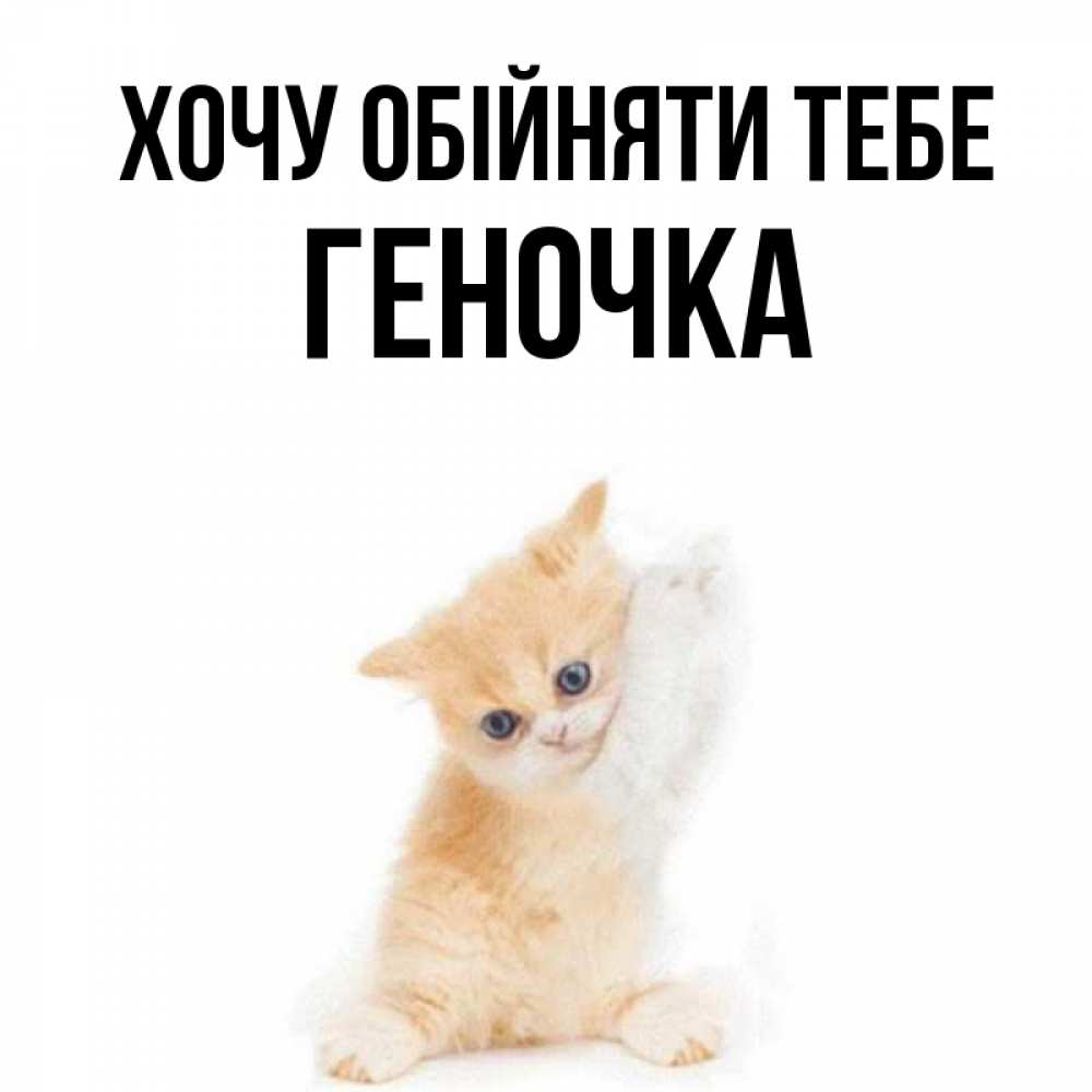 Открытка на каждый день з підписом, Геночка Хочу обійняти тебе я хочу очень скорее обнимаешек Прикольна листівка з побажанням онлайн скачати безкоштовно 