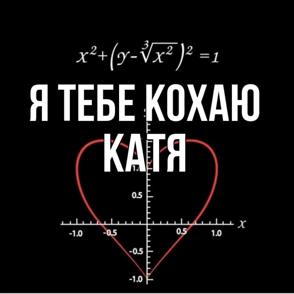 Открытка на каждый день з підписом, Катя Я тебе кохаю сердечная формула Прикольна листівка з побажанням онлайн скачати безкоштовно 