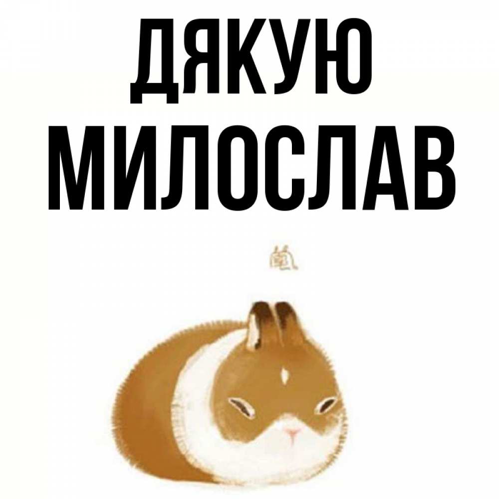 Открытка на каждый день з підписом, Милослав Дякую коричнево белый домашний питомец Прикольна листівка з побажанням онлайн скачати безкоштовно 