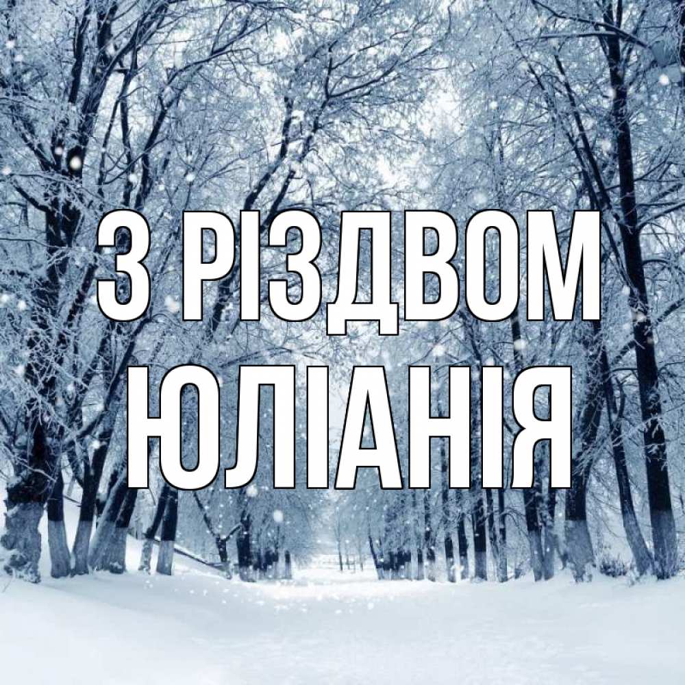 Открытка на каждый день з підписом, Юліанія З Різдвом снег, лес, парк Прикольна листівка з побажанням онлайн скачати безкоштовно 