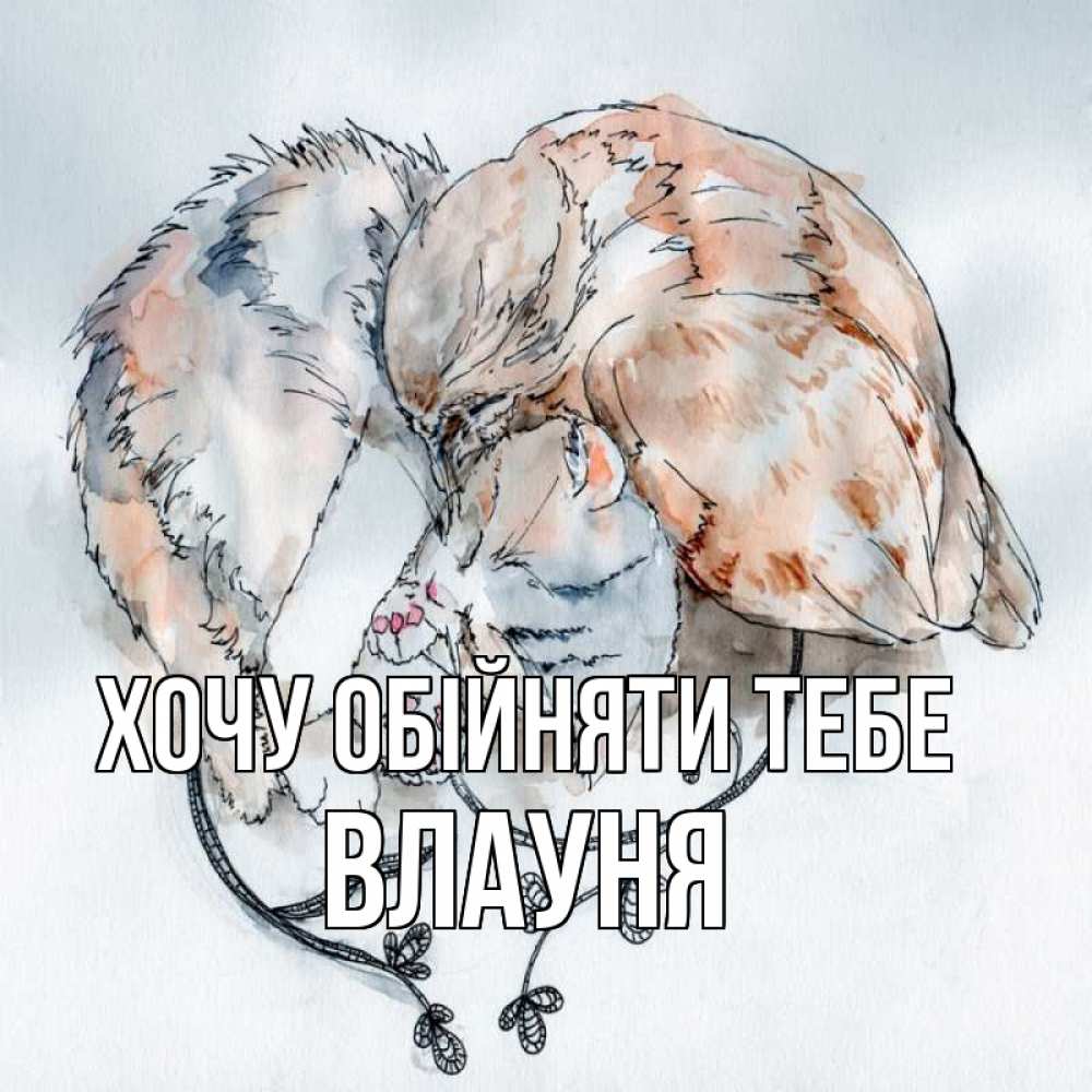 Открытка на каждый день з підписом, Влауня Хочу обійняти тебе можно быть вместе даже когда очень разные Прикольна листівка з побажанням онлайн скачати безкоштовно 
