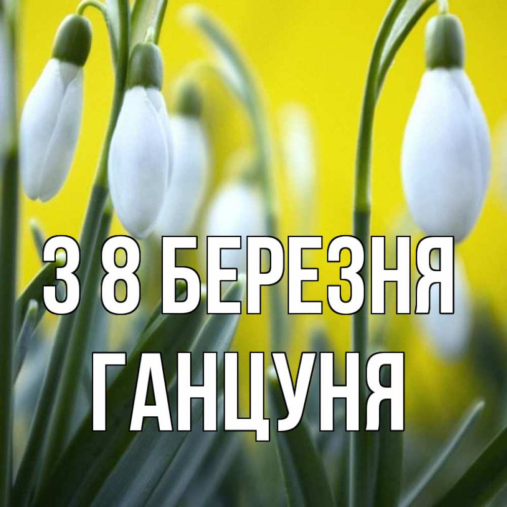 Открытка на каждый день з підписом, Ганцуня З 8 БЕРЕЗНЯ весенние цветы Прикольна листівка з побажанням онлайн скачати безкоштовно 