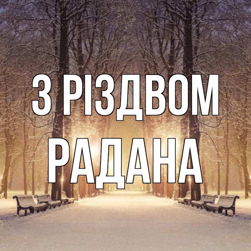 Открытка на каждый день з підписом, Радана З Різдвом зима, парк, фонарь, лес Прикольна листівка з побажанням онлайн скачати безкоштовно 
