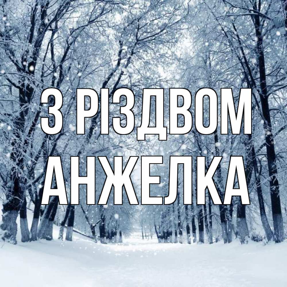 Открытка на каждый день з підписом, Анжелка З Різдвом снег, лес, парк Прикольна листівка з побажанням онлайн скачати безкоштовно 
