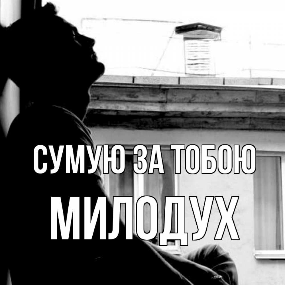 Открытка на каждый день з підписом, Милодух Сумую за тобою скучно ему Прикольна листівка з побажанням онлайн скачати безкоштовно 
