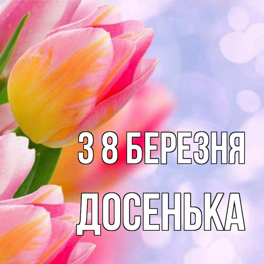 Открытка на каждый день з підписом, Досенька З 8 БЕРЕЗНЯ тюльпаны 2 Прикольна листівка з побажанням онлайн скачати безкоштовно 