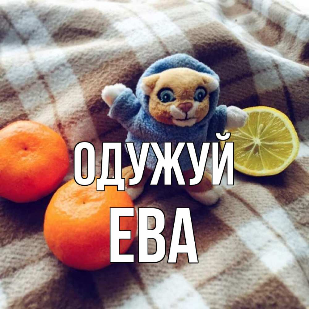 Открытка на каждый день з підписом, Ева Одужуй вот тебе апельсинка и лимон Прикольна листівка з побажанням онлайн скачати безкоштовно 