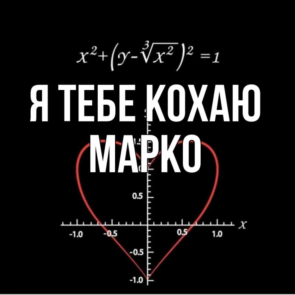 Открытка на каждый день з підписом, Марко Я тебе кохаю сердечная формула Прикольна листівка з побажанням онлайн скачати безкоштовно 