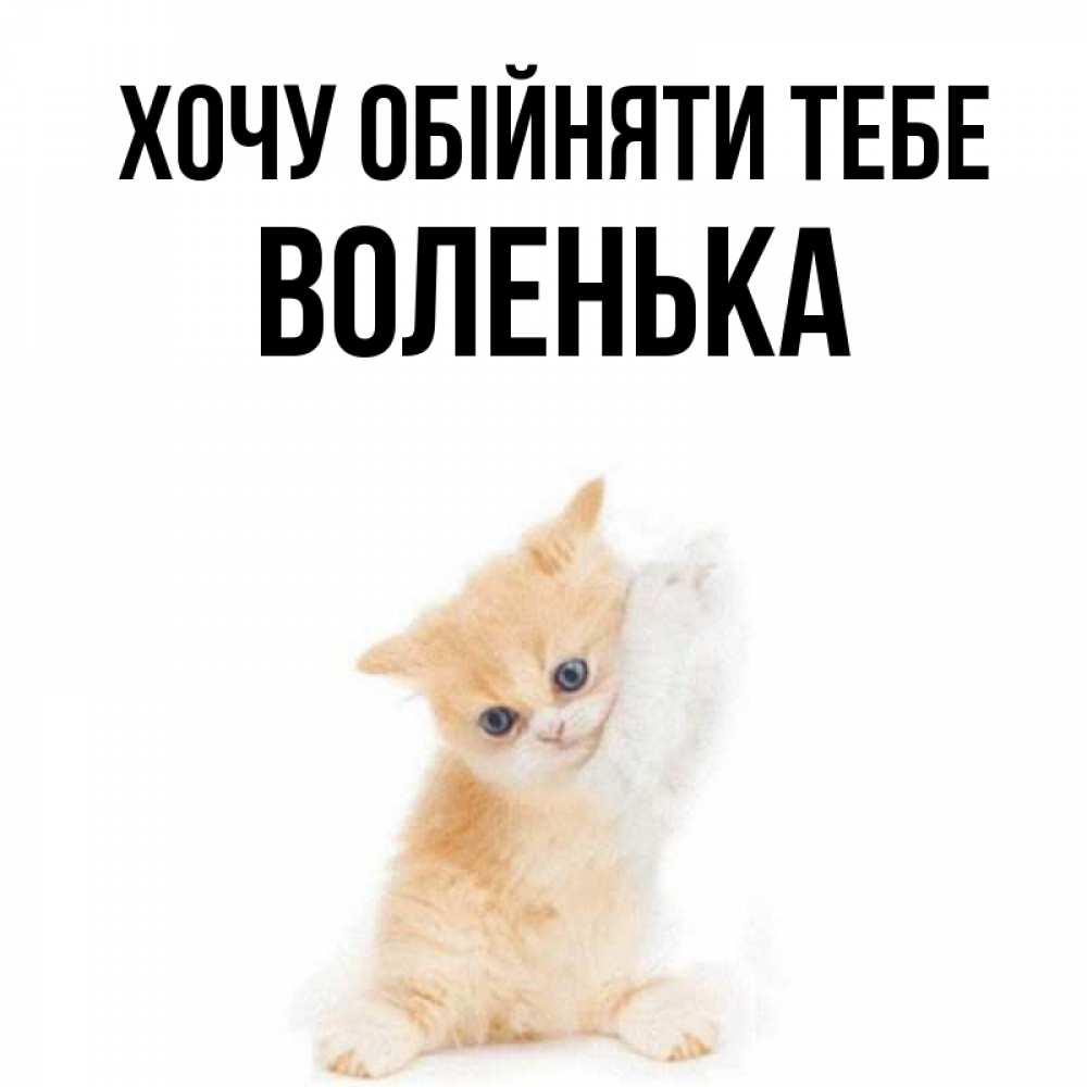 Открытка на каждый день з підписом, Воленька Хочу обійняти тебе я хочу очень скорее обнимаешек Прикольна листівка з побажанням онлайн скачати безкоштовно 