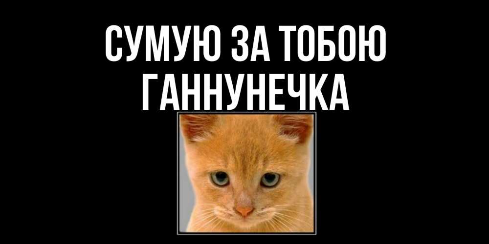 Открытка на каждый день з підписом, Ганнунечка Сумую за тобою открытки рыжий котенок скучает по тебе Прикольна листівка з побажанням онлайн скачати безкоштовно 