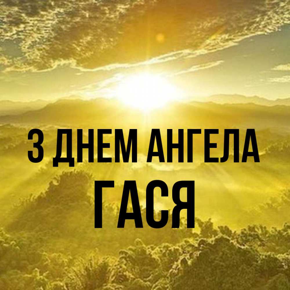Открытка на каждый день з підписом, Гася З Днем ангела леса и небо в желтом Прикольна листівка з побажанням онлайн скачати безкоштовно 