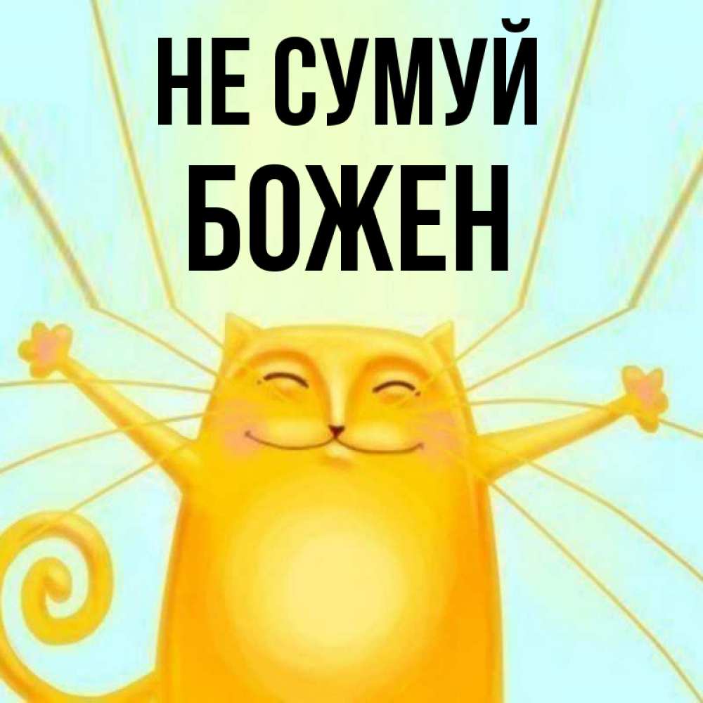Открытка на каждый день з підписом, Божен Не сумуй обнимашки усатые Прикольна листівка з побажанням онлайн скачати безкоштовно 