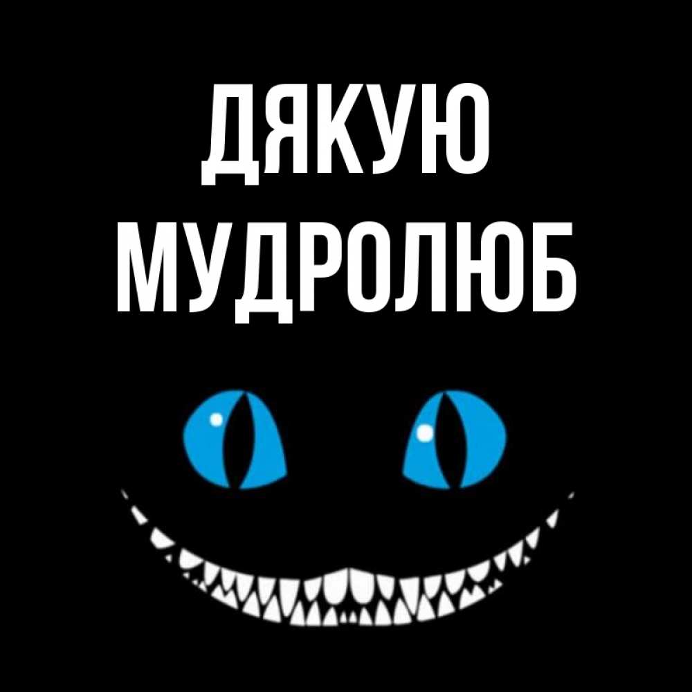 Открытка на каждый день з підписом, Мудролюб Дякую благодарю от чеширика Прикольна листівка з побажанням онлайн скачати безкоштовно 