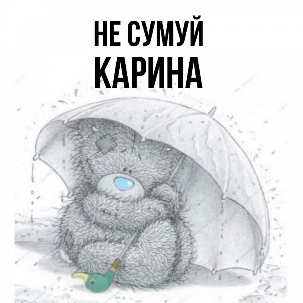 Открытка на каждый день з підписом, Карина Не сумуй спасите мишку Тедди Прикольна листівка з побажанням онлайн скачати безкоштовно 