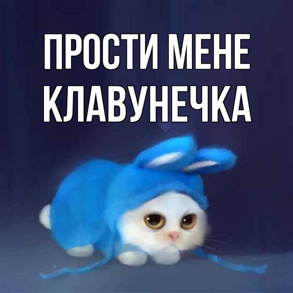 Открытка на каждый день з підписом, Клавунечка Прости мене невинный котозай просит прощения Прикольна листівка з побажанням онлайн скачати безкоштовно 